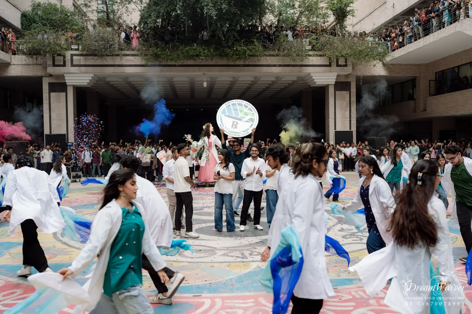 Students performing at the Pharma Fest courtyard