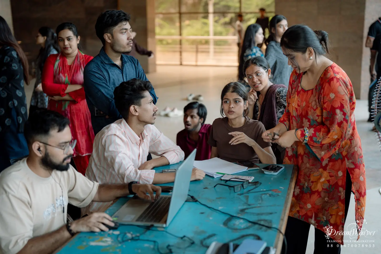 Students working at an NSUPC registration desk