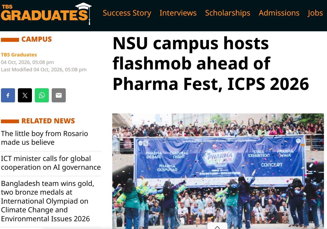 TBS Graduates article about the Pharma Fest and ICPS 2026 flashmob